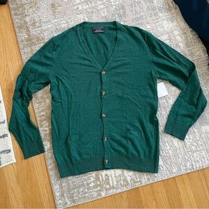 Luca Centurion Mens Cardigan Sweater Emerald Teal Green LARGE NEW NWT